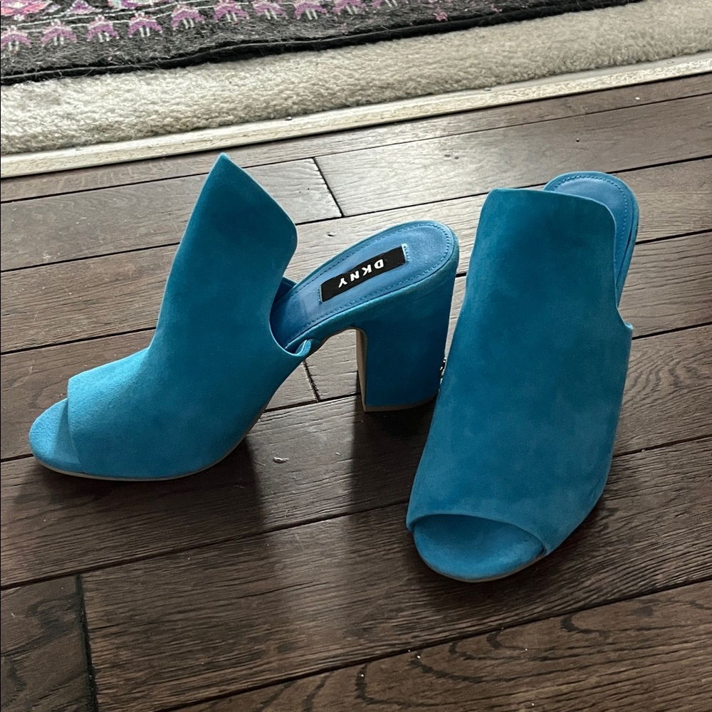 DKNY Vibrant Blue Open-Toe Mules
